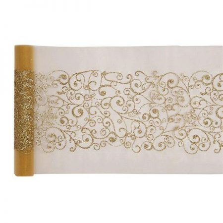 chemin de table arabesque or 28cmx5m anniversaire communion mariage fete feudartifice cotillons 