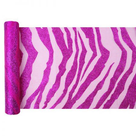 chemin de table zebra fuschia 28cmx5m anniversaire communion mariage fete feudartifice cotillons 