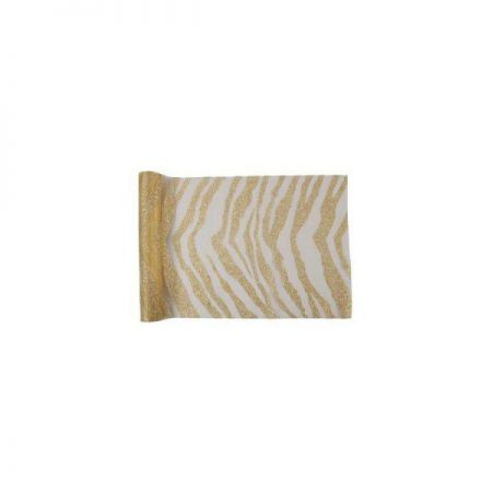 chemin de table zebra or 28cmx5m anniversaire communion mariage fete feudartifice cotillons 