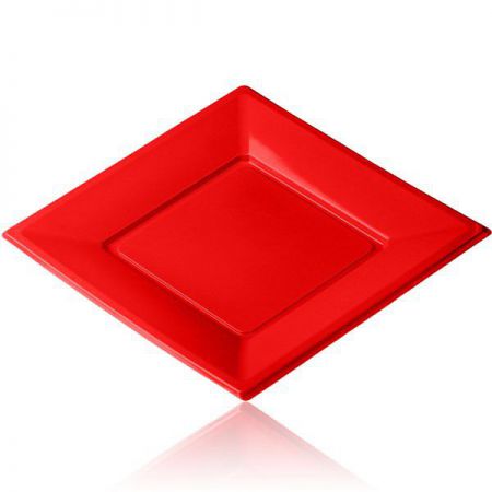 grande assiette carre rouge 12 pcs anniversaire communion mariage fete feudartifice cotillons 