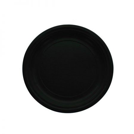 assiette ronde noir 20 pcs anniversaire communion mariage fete feudartifice cotillons 