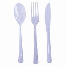 menagere transparent 30 pieces fourchettes cuilleres couteaux anniversaire communion mariage fete feudartifice cotillons