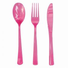 menagere fuschia 30 pieces fourchettes cuilleres couteaux anniversaire communion mariage fete feudartifice cotillons