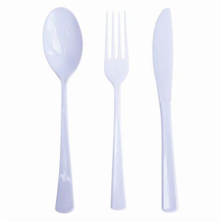 menagere blanc 30 pieces fourchettes cuilleres couteaux anniversaire communion mariage fete feudartifice cotillons 