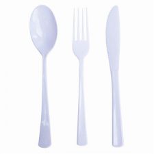 menagere blanc 30 pieces fourchettes cuilleres couteaux anniversaire communion mariage fete feudartifice cotillons