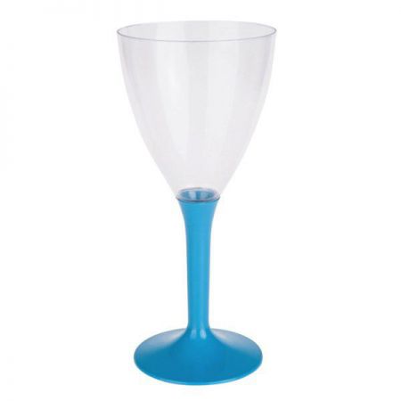 verre a vin plastique pied turquoise  