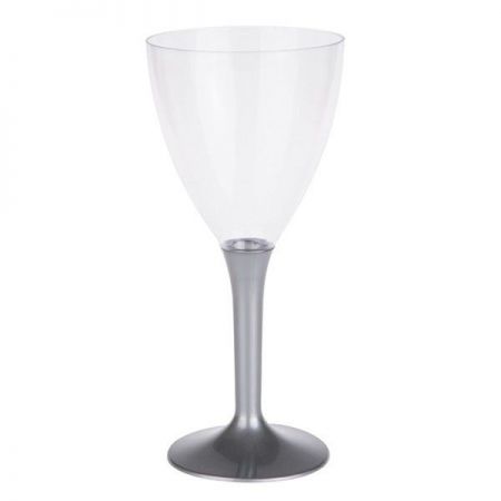 verre a vin plastique pied gris 