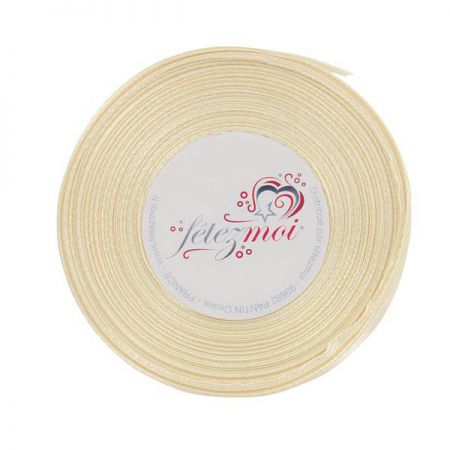 ruban satin rouleau ecru 25mx6mm anniversaire communion mariage fete feudartifice cotillons 