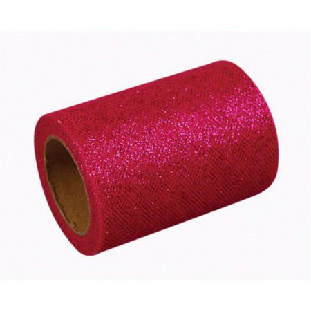 ruban tulle paillette fushia 10mx8cm anniversaire communion mariage fete feudartifice cotillons 