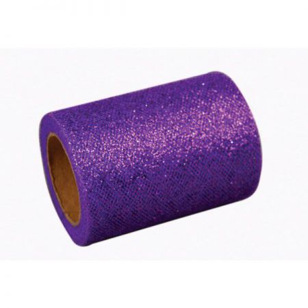 ruban tulle paillette 10mx8cm aubergine anniversaire communion mariage fete feudartifice cotillons 