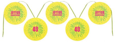 joyeux anniversaire fete rire amusement banderole flags carton rond impression 40 ans jetable decoration promotion qualite theme 8 