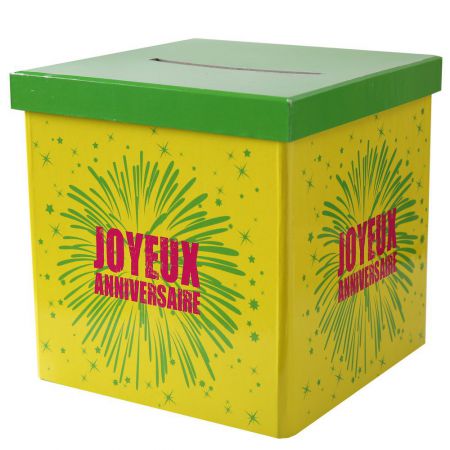 joyeux anniversaire fete rire amusement tirelire impression couleur jetable decoration carton carree promotion qualite theme 4 