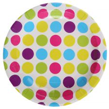 assiette multicolore pois ronde carton fete amusement table anniversaire mariage theme