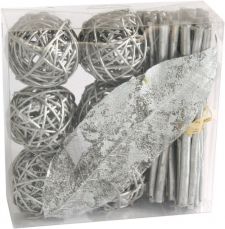 3011 4 argentpack deco boule rotin fagot feille table fete decoration couleur