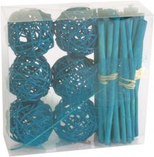 3011 8 turquoisepack deco boule rotin fagot feille table fete decoration couleur