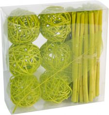 3011 10 vertpack deco boule rotin fagot feille table fete decoration couleur