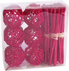 3011 15 fuschiapack deco boule rotin fagot feille table fete decoration couleur