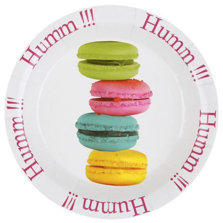 assiette macaron jetable carton couleur decoration salle fete ceremonie table 3 