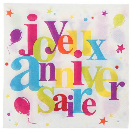 joyeux anniversaire festif serviette table decoration salle couleur multicolore 4 