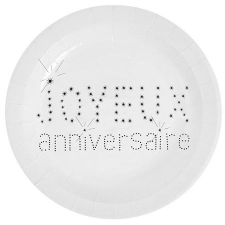 assiette anniversaire joyeux anniversaire ronde carton couleur fete ceremonie 2 