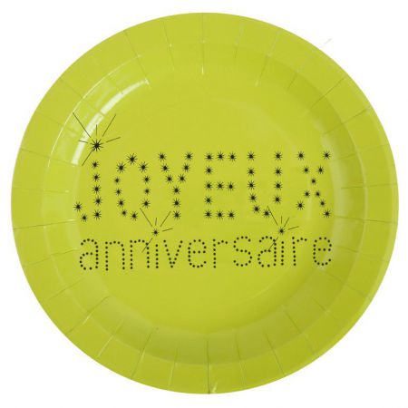 assiette anniversaire joyeux anniversaire ronde carton couleur fete ceremonie 3 
