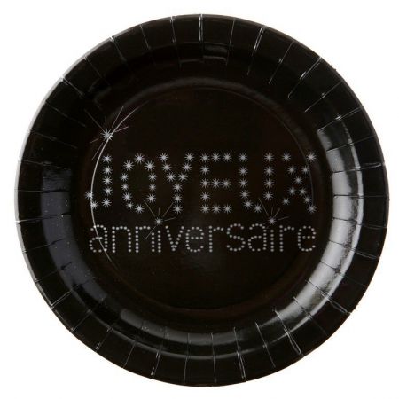 assiette anniversaire joyeux anniversaire ronde carton couleur fete ceremonie 4 