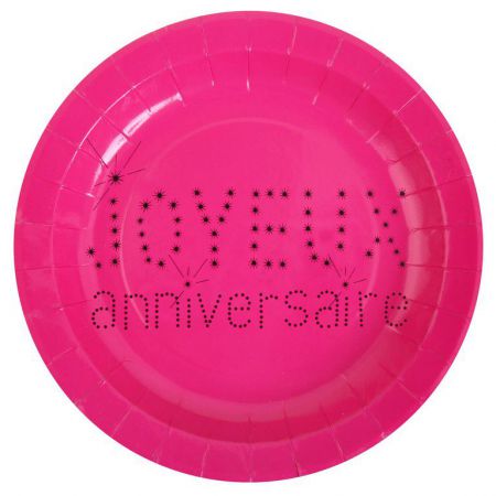 assiette anniversaire joyeux anniversaire ronde carton couleur fete ceremonie 5 