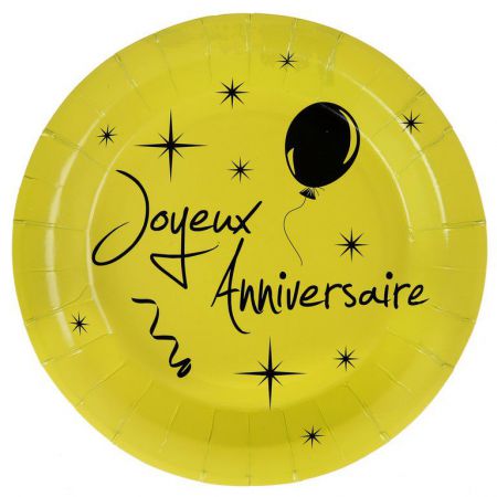 assiettes anniversaire ceremonie fete decoration salle table couleur 6 