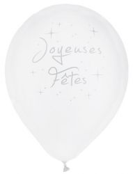 ballon de baudruche joyeuses fetes blanc