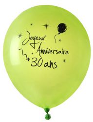 ballon de baudruche joyeux anniversaire 30 ans vert