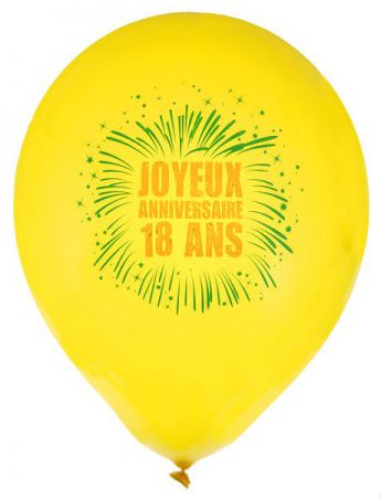 ballon de baudruche joyeux anniversaire jaune 18 ans 