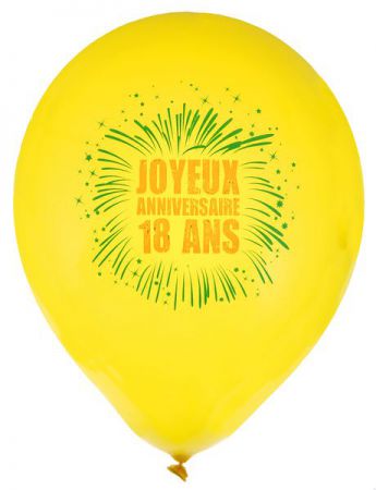 ballon de baudruche joyeux anniversaire jaune 18 ans 