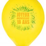 mini3 ballon de baudruche joyeux anniversaire jaune 18 ans 