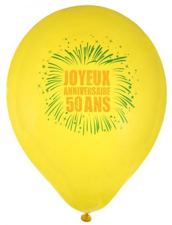 ballon de baudruche joyeux anniversaire jaune 50 ans 