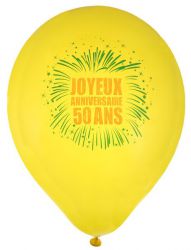 ballon de baudruche joyeux anniversaire jaune 50 ans