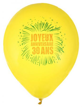 ballon de baudruche joyeux anniversaire jaune 30 ans 