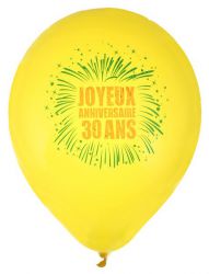 ballon de baudruche joyeux anniversaire jaune 30 ans