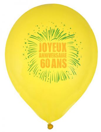 ballon de baudruche joyeux anniversaire jaune 60 ans 