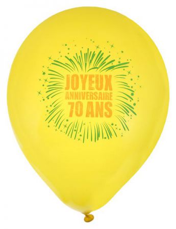 ballon de baudruche joyeux anniversaire jaune 70 ans 