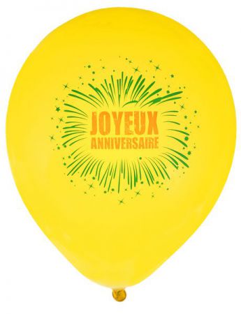 ballon de baudruche joyeux anniversaire jaune 