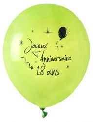 ballon de baudruche joyeux anniversaire 18 ans vert 