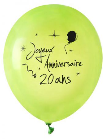 ballon de baudruche joyeux anniversaire 20 ans vert 