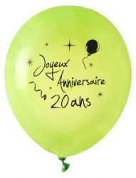 ballon de baudruche joyeux anniversaire 20 ans vert