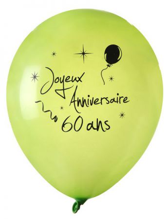 ballon de baudruche joyeux anniversaire 60 ans vert 