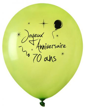 ballon de baudruche joyeux anniversaire 70 ans vert 