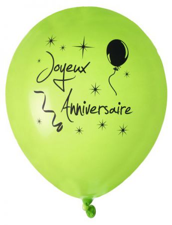 PAQUET DE 10 BALLONS ANNIVERSAIRE DE BAUDRUCHE