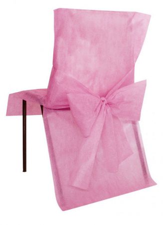 housse de chaise avec noeud rose 