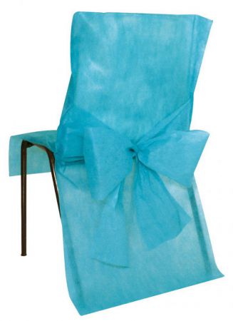 housse de chaise avec noeud turquoise 