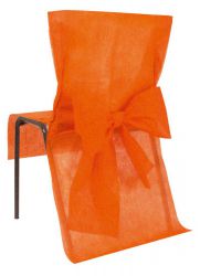 housse de chaise avec noeud orange 