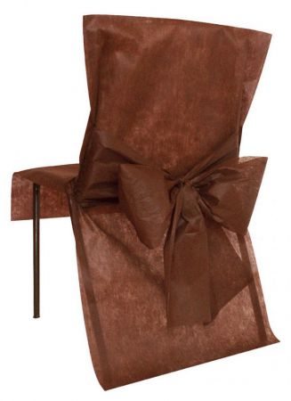 housse de chaise avec noeud chocolat 